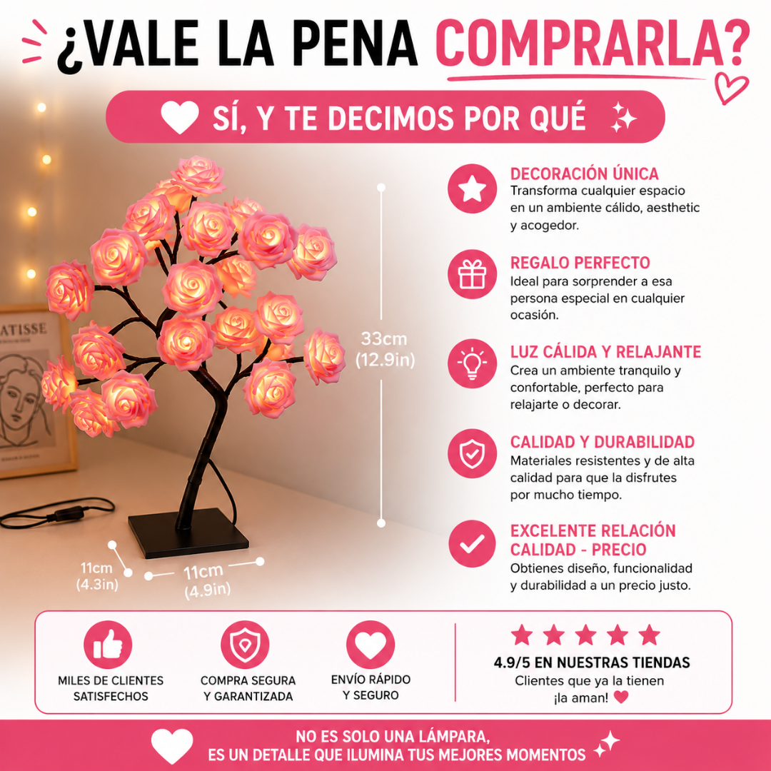 Lampara con rosas led