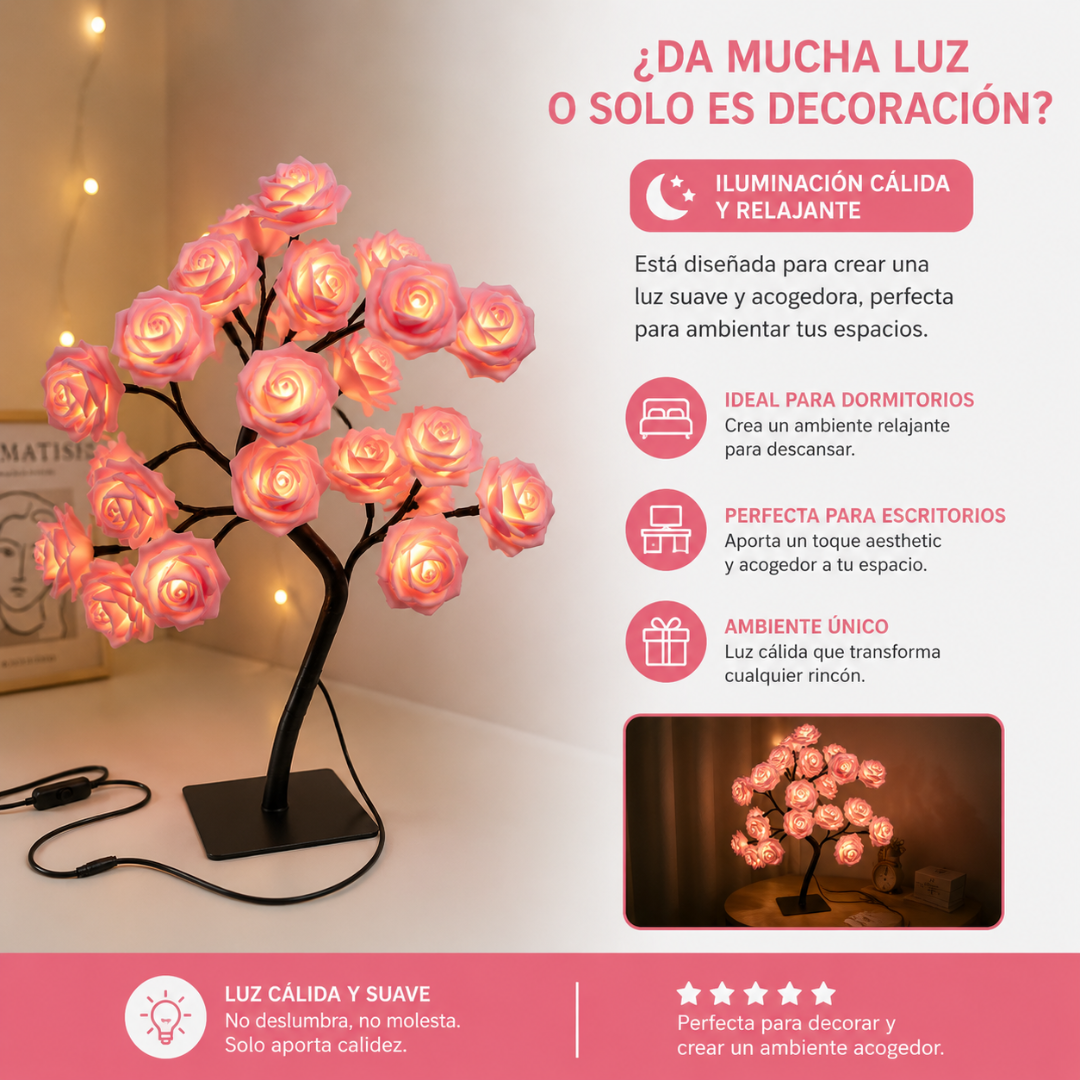 Lampara con rosas led