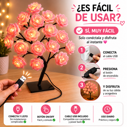 Lampara con rosas led